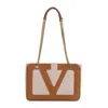 Valentino Garavani Woven Textured Leather Shopper Bag In Sand