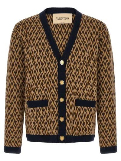 Valentino Garavani Toute La V Cardigan In Camel