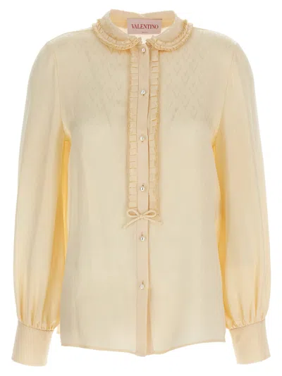 Valentino Garavani Toute La V Jacquard Blouse In Cream