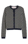 Valentino Knitwear Logo In Navy/cream