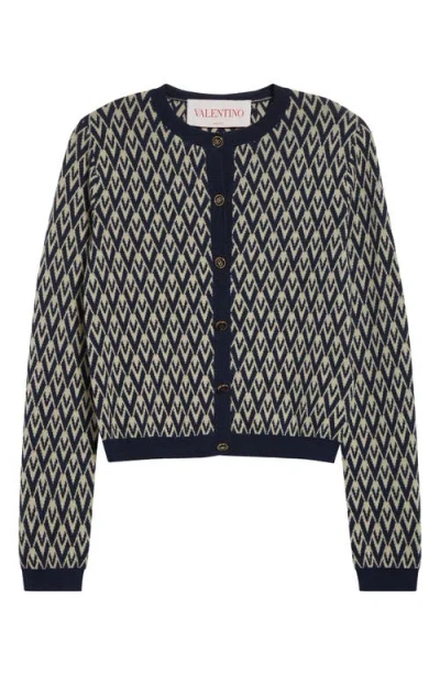 VALENTINO VALENTINO GARAVANI TOUTE LA V JACQUARD VIRGIN WOOL CARDIGAN