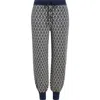 Valentino High-waisted Wide-leg Zigzag Cream And Navy Virgin Wool Pants In Navy/cream