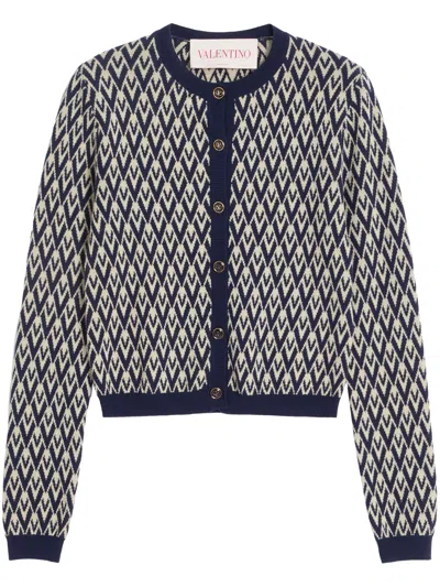 VALENTINO VALENTINO GARAVANI TOUTE LA V JACQUARD WOOL CARDIGAN