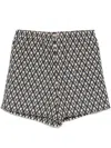 Valentino Bermuda Shorts In Cotton Poplin With All Over Toute La V Print In Blue