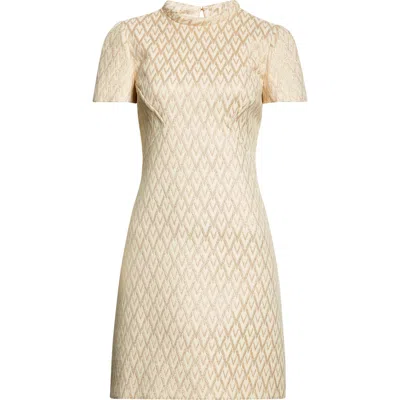 Valentino Garavani Toute La V Metallic Jacquard Minidress In Gold