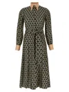 Valentino Toute La V Twill Midi Dress In Brown
