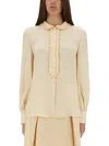 Valentino Ivory Silk Jacquard Toute La V Shirt