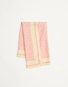 Valentino Toute La V Silk Scarf In Cream/pink