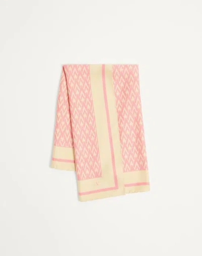 VALENTINO VALENTINO GARAVANI TOUTE LA V SILK SCARF WOMAN CREAM/PINK UNI