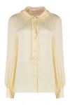 Valentino Silk Ruffled Collar Shirt In Yellow