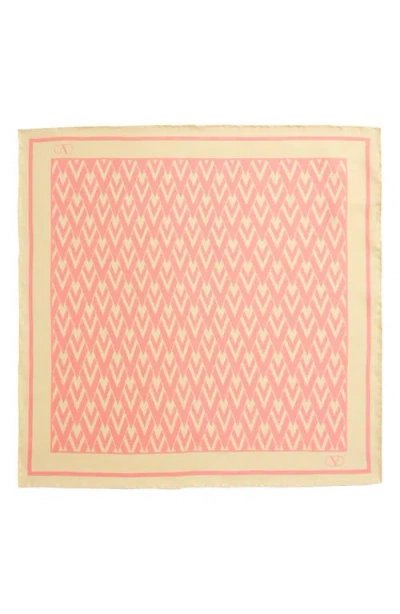 Valentino Garavani Toute La V Silk Square Scarf In Pink