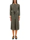 Valentino Embellished Belted Printed Silk-twill Midi Shirt Dress