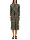 Valentino Embellished Belted Printed Silk-twill Midi Shirt Dress
