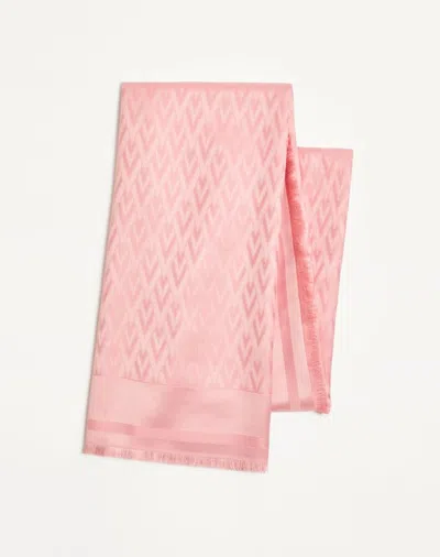 Valentino Garavani Toute La V Wool And Silk Shawl Woman Pink Uni