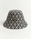 Valentino Toute La V Wool Bucket Hat In Schwarz/creme