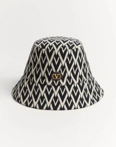 VALENTINO GARAVANI VALENTINO GARAVANI TOUTE LA V WOOL BUCKET HAT WOMAN BLACK/CREAM 57