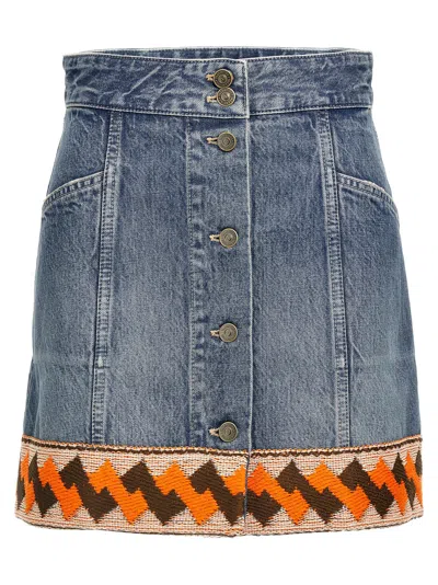 Valentino Garavani Trimming Skirt In Blue