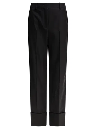 Valentino Tailored Trousers With Back Pockets And Front Pleats In Black