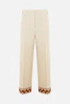Valentino Wool Trousers With Embroidered Hem And Wide Leg In Yellow