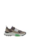 Valentino True Act Low Top Trainer In Mesh And Rubberised Fabric In Desert Beige-bia-ne/ice Mint