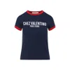 Valentino Crew Neck Cotton T-shirt With Contrast Trim In Blue