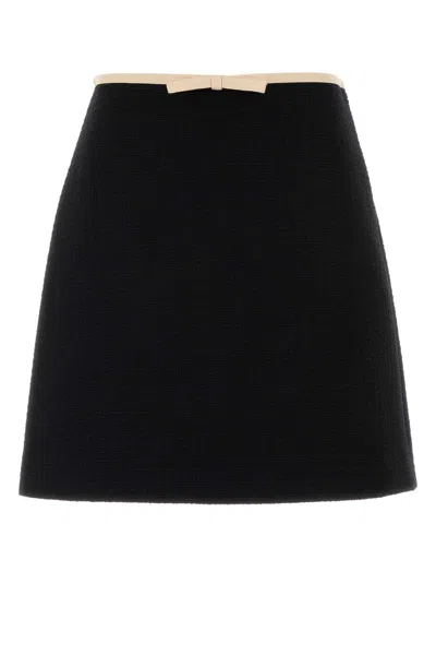 Valentino Garavani Tweed Mini Skirt With Silk-blend Lining In Black