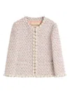 Valentino Garavani Embroidered Ribbon Tweed Jacket In Neutral