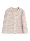 Valentino Garavani Embroidered Ribbon Tweed Jacket In Neutral