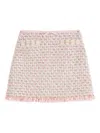 Valentino Tweed Skirt With Embellished Fringe Hem In Pink