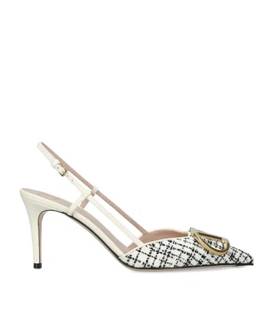 Valentino Garavani Tweed Vlogo Slingback Pumps 80 In Multi