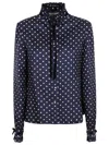 Valentino Shirt Pattern Twill Plus De Pois Pois Medio In Blue