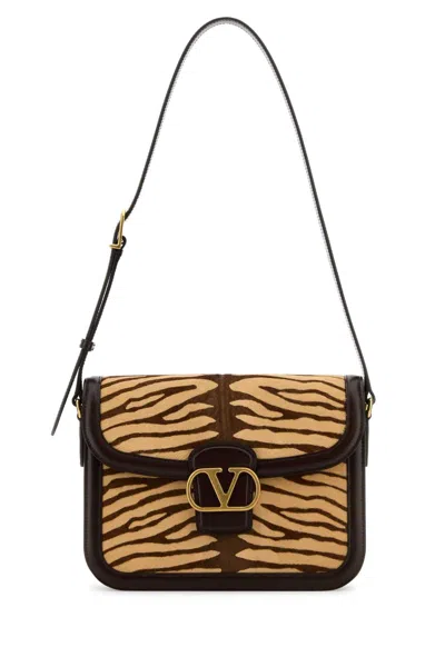 Valentino Garavani Two Tone Calf Hair And Leather 9 To5 Shoulder Bag In Brown