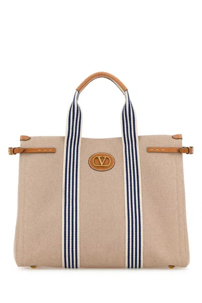 Valentino Garavani Two Tone Canvas Antibes Shopping Bag In Pink