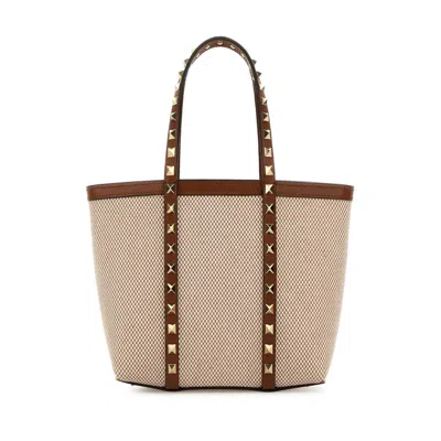 Valentino Garavani Two-tone Canvas Medium Rockstud Handbag