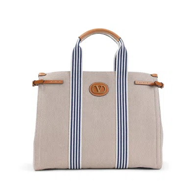 Valentino Garavani Large Antibes Canvas Tote Bag In Brown