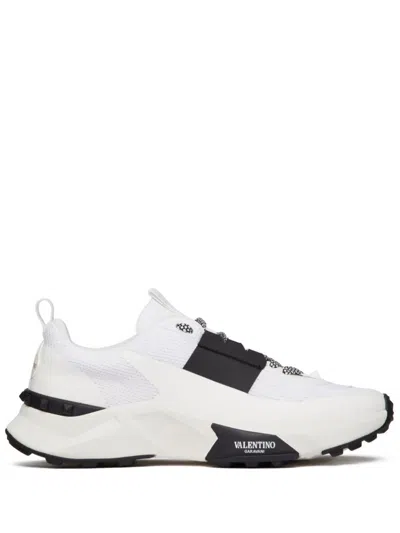 Valentino Garavani Two-tone Fabric And Mesh True Act Sneakers In White