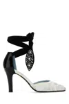 Valentino Garavani Two-tone Lace And Leather Foliefoliage Pumps In Black