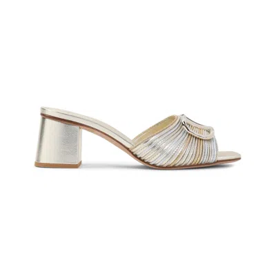 Valentino Garavani 60mm Vlogo Sandals In Silver Platinum Bronze