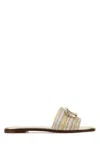 Valentino Two-tone Leather Vlogo Signautre Slippers In Silver
