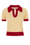 Valentino Garavani Two-tone Linen Blend Polo Shirt In Neutral