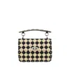 Valentino Garavani Two-tone Raffia Medium Rockstud Spike Handbag In Multi
