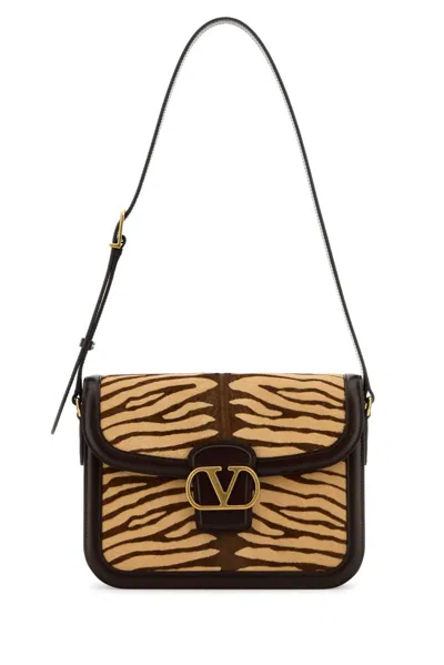Valentino Garavani Two-tone Calf Hair And Leather 9to5 Shoulder Bag In Multi