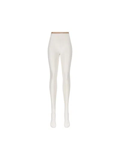 Valentino Garavani Ivory Lace Tights In Animal Print