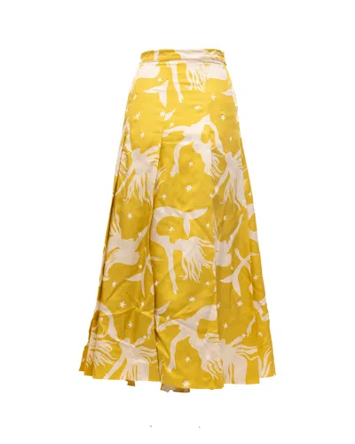 Valentino Garavani Mermaid-print Maxi Skirt In Yellow