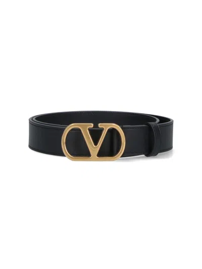 Valentino Garavani Unisex 100% Leather Belt In Black