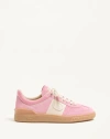 Valentino Round Toe Suede Sneakers With Stud Detail