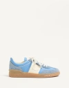 Valentino Upvillage Suede-trimmed Leather Sneakers In Azure/ivory