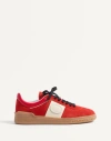 Valentino Garavani Upvillage Low Top Trainer In Split Leather And Calfskin Nappa Leather In Coral/ivory