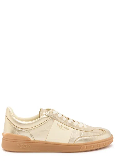 VALENTINO GARAVANI VALENTINO GARAVANI UPVILLAGE PANELLED METALLIC LEATHER SNEAKERS