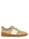 Valentino Leather Sneakers With Panelled Design And Side Stripe Detailing In Brown